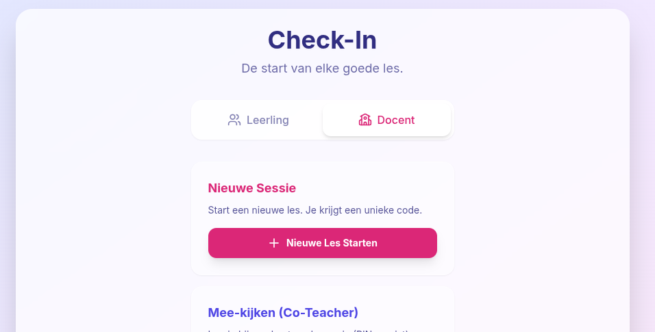 Screenshot van ClassFeedback app