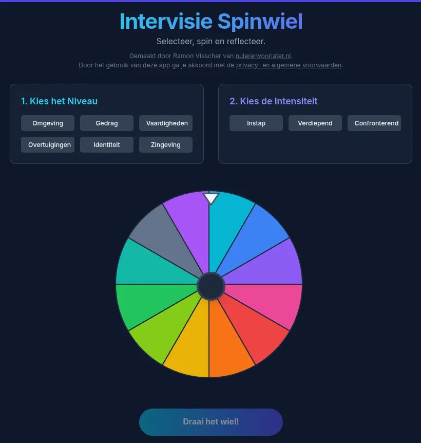 Screenshot van Intervisie Spinner app